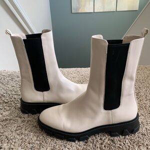 Michael Kors Cream and Black Combat Boots